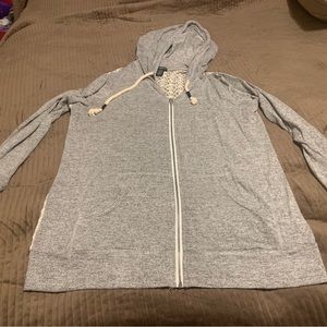 Chrochet back zipped hoodie